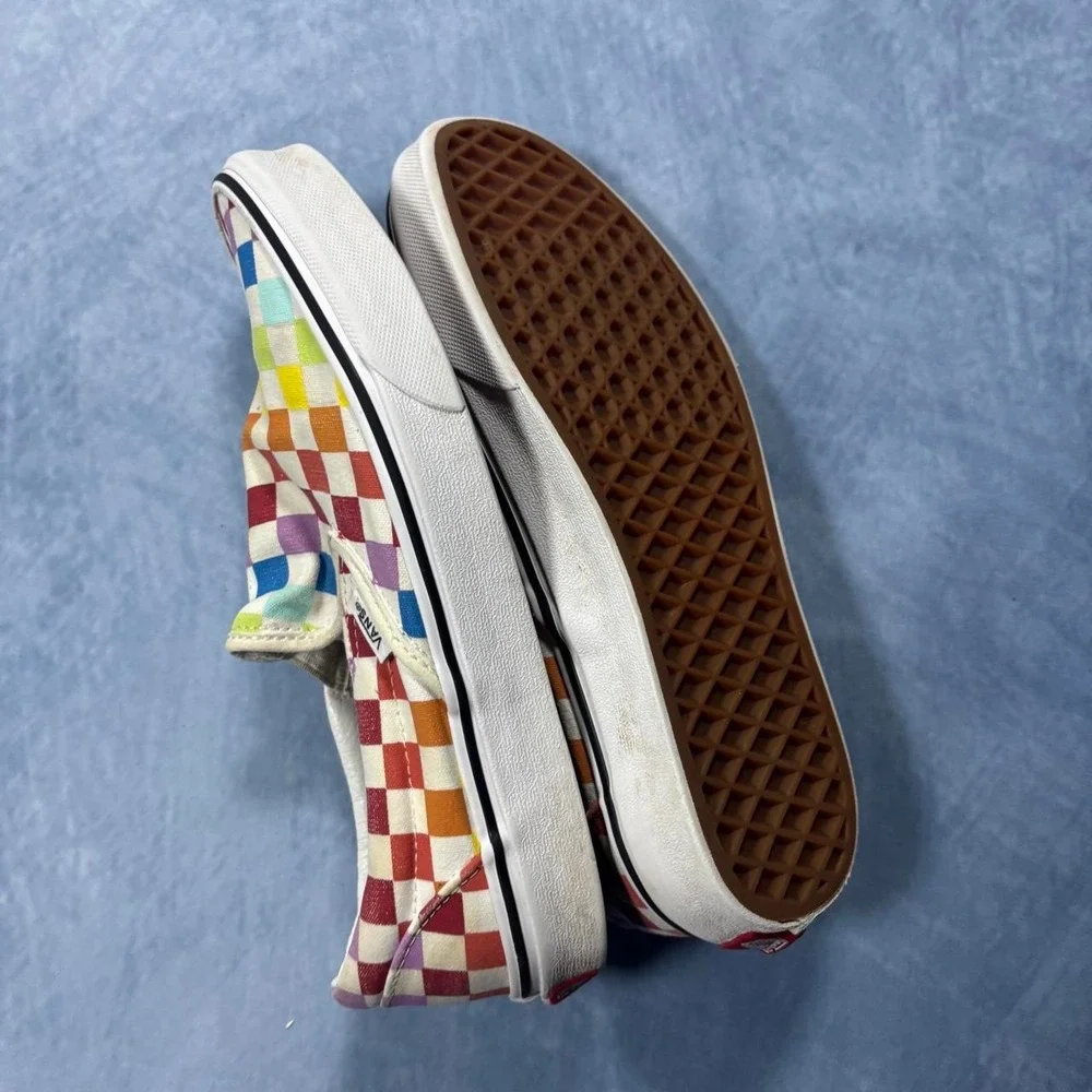 Vans rainbow checkered slip on sneakers